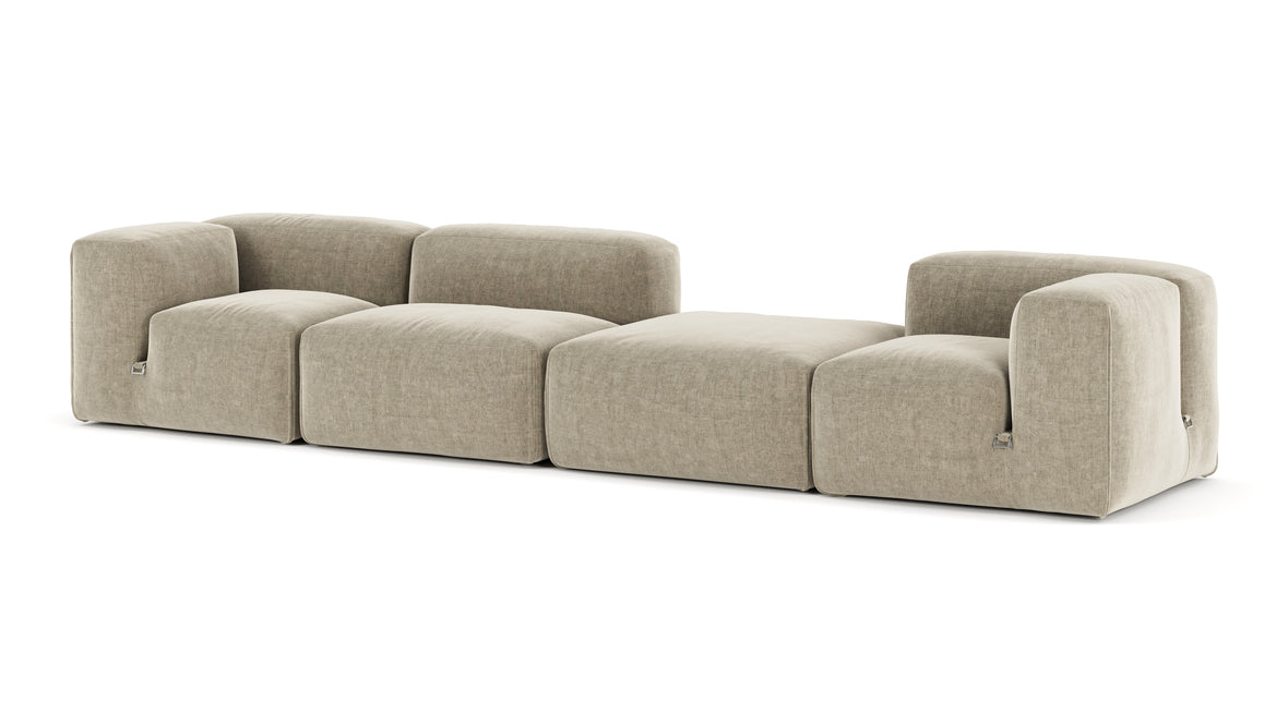 Le Mura - Le Mura Sectional Sofa, Four Seater, Right, Beige Gray Chenille