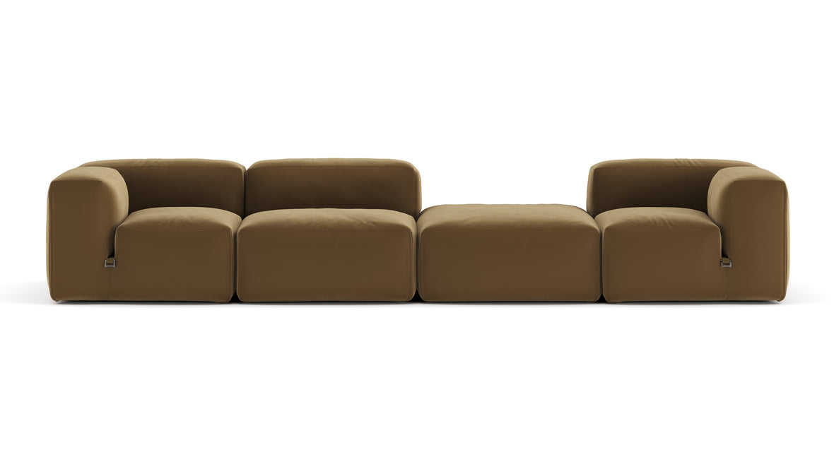 Le Mura - Le Mura Sectional Sofa, Four Seater, Right, Old Gold Luxe Velvet