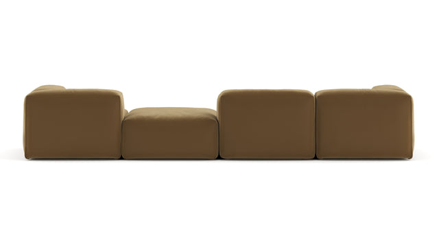 Le Mura - Le Mura Sectional Sofa, Four Seater, Right, Old Gold Luxe Velvet