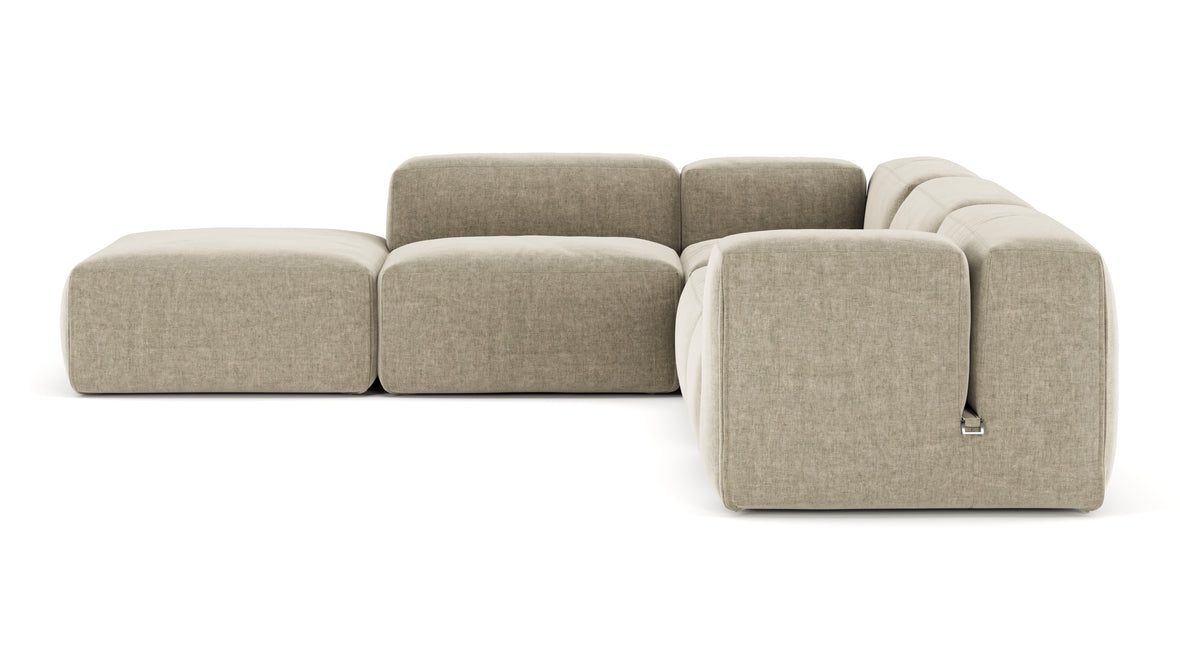 Le Mura - Le Mura Sectional Sofa, Left Corner, Beige Gray Chenille