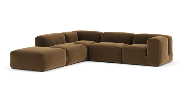 Le Mura - Le Mura Sectional Sofa, Left Corner, Brown Vegan Suede