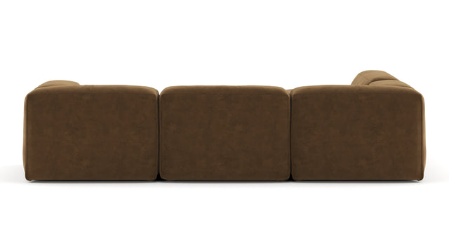 Le Mura - Le Mura Sectional Sofa, Left Corner, Brown Vegan Suede