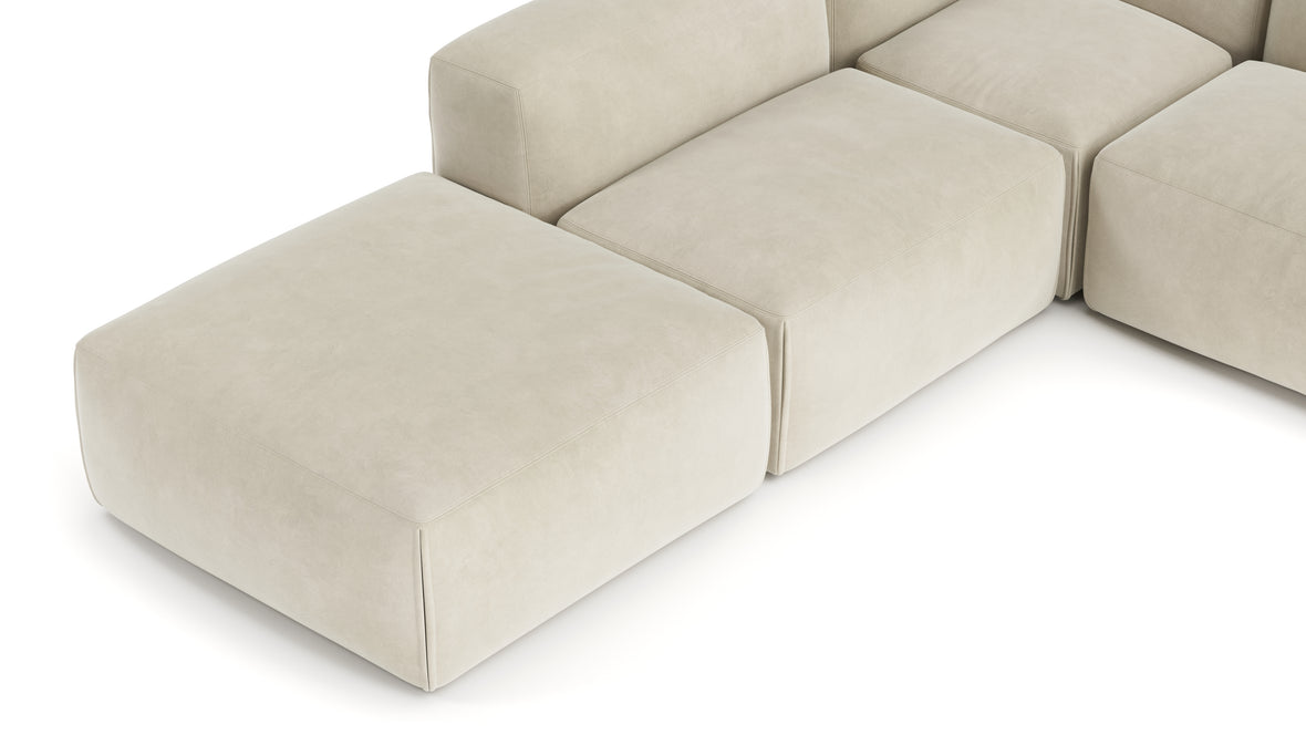 Le Mura - Le Mura Sectional Sofa, Left Corner, Eggshell Vegan Suede