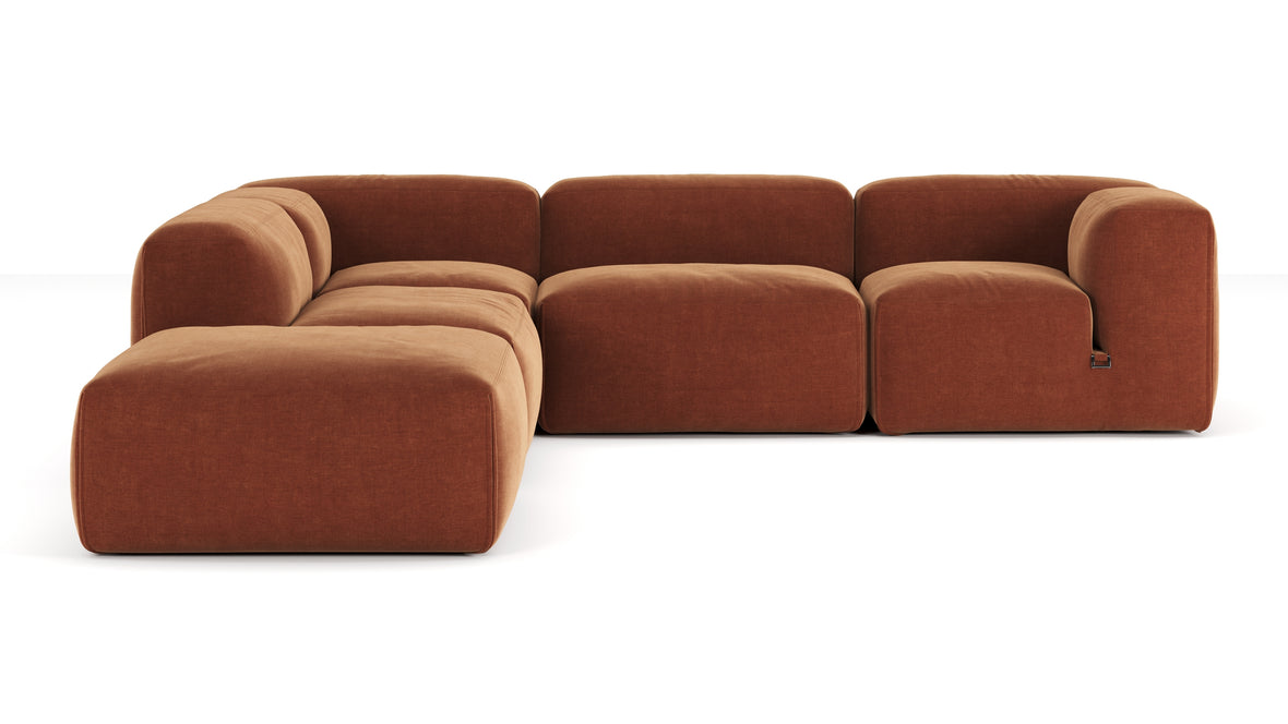 Le Mura - Le Mura Sectional Sofa, Left Corner, Rust Chenille