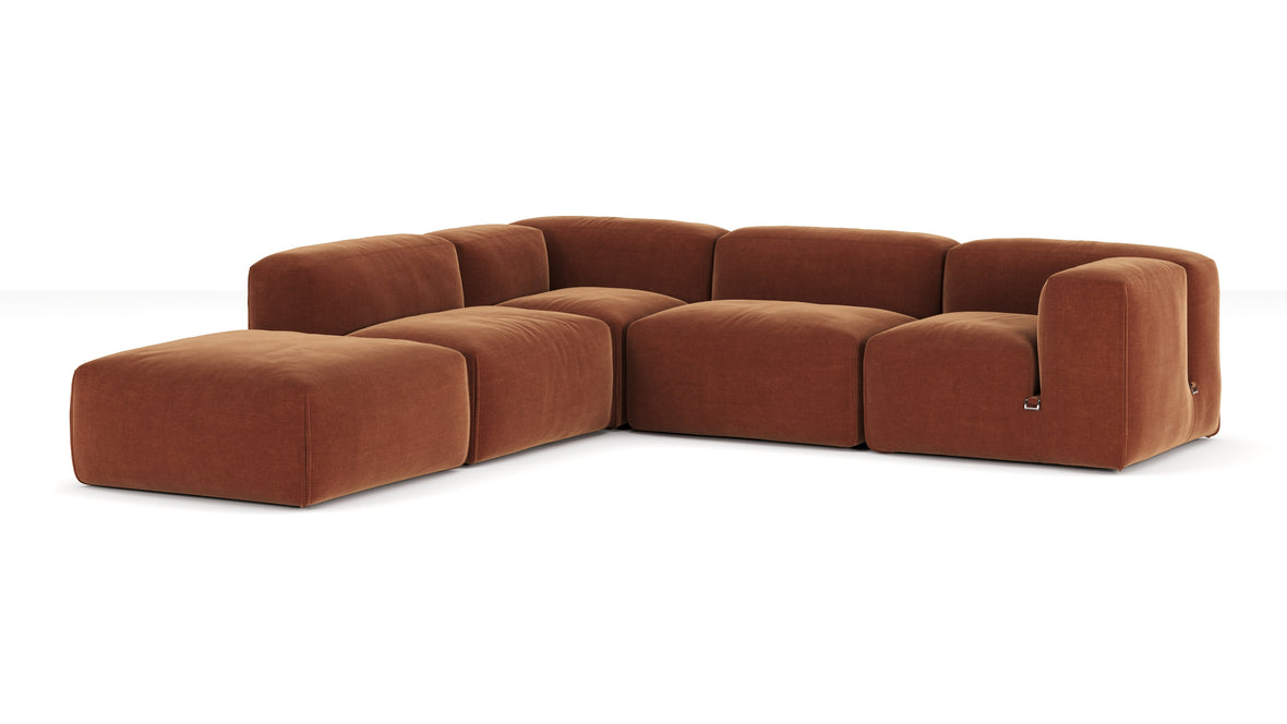 Le Mura - Le Mura Sectional Sofa, Left Corner, Rust Chenille