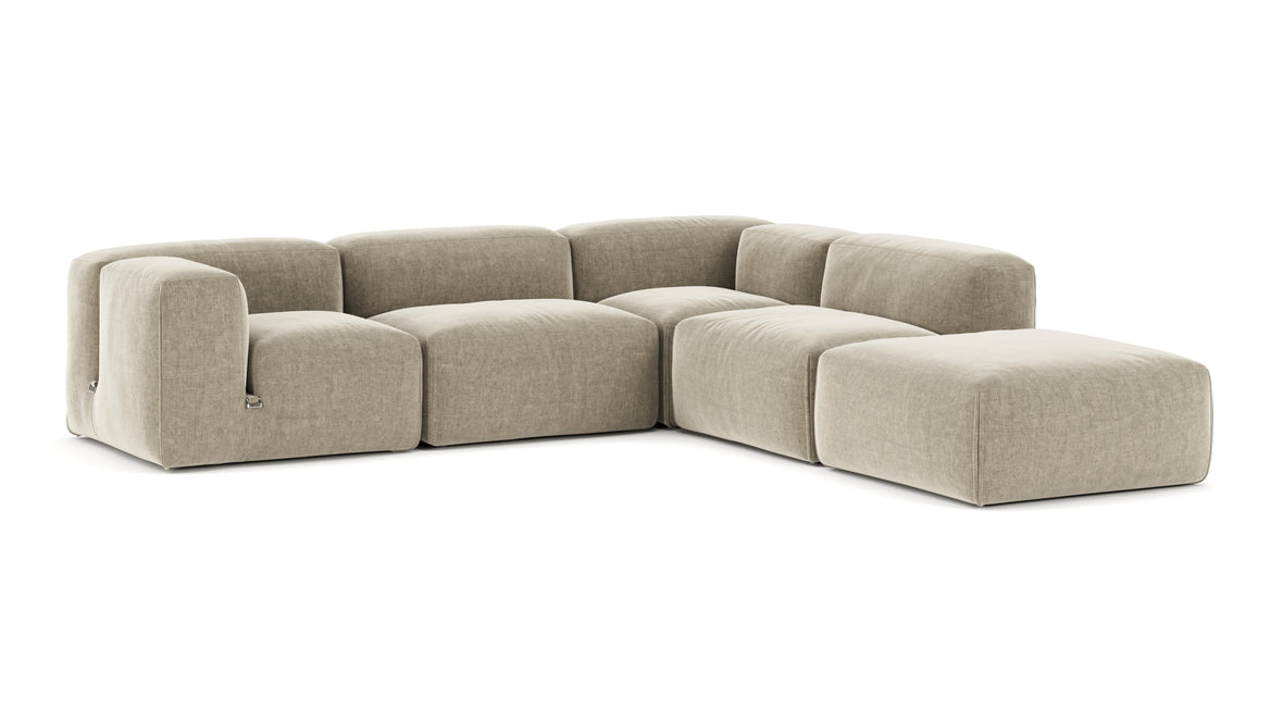 Le Mura - Le Mura Sectional Sofa, Right Corner, Beige Gray Chenille