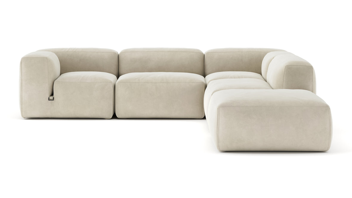 Le Mura - Le Mura Sectional Sofa, Right Corner, Eggshell Vegan Suede