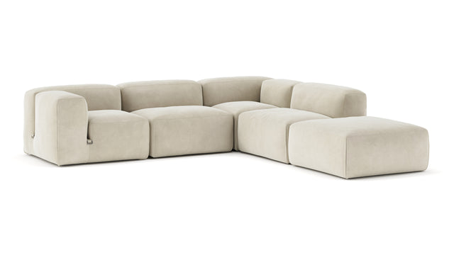 Le Mura - Le Mura Sectional Sofa, Right Corner, Eggshell Vegan Suede