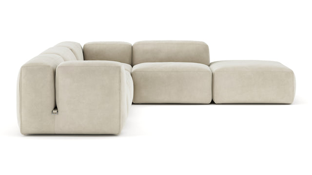 Le Mura - Le Mura Sectional Sofa, Right Corner, Eggshell Vegan Suede