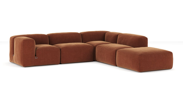 Le Mura - Le Mura Sectional Sofa, Right Corner, Rust Chenille