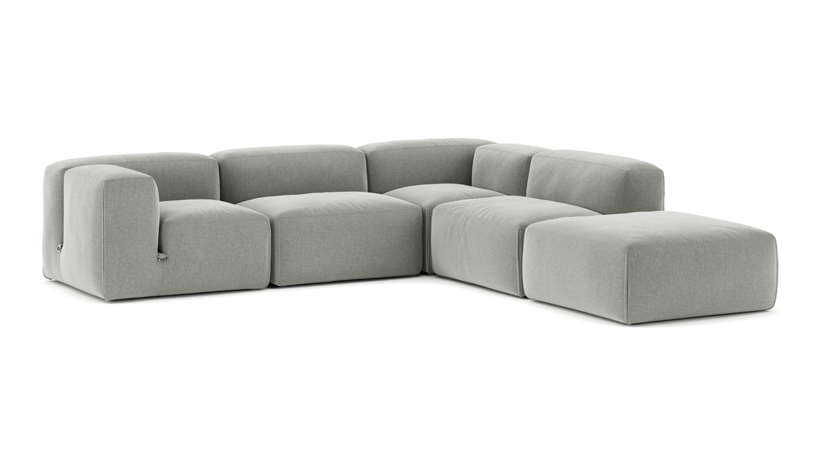 Le Mura - Le Mura Sectional Sofa, Right Corner, Soft Gray Brushed Weave