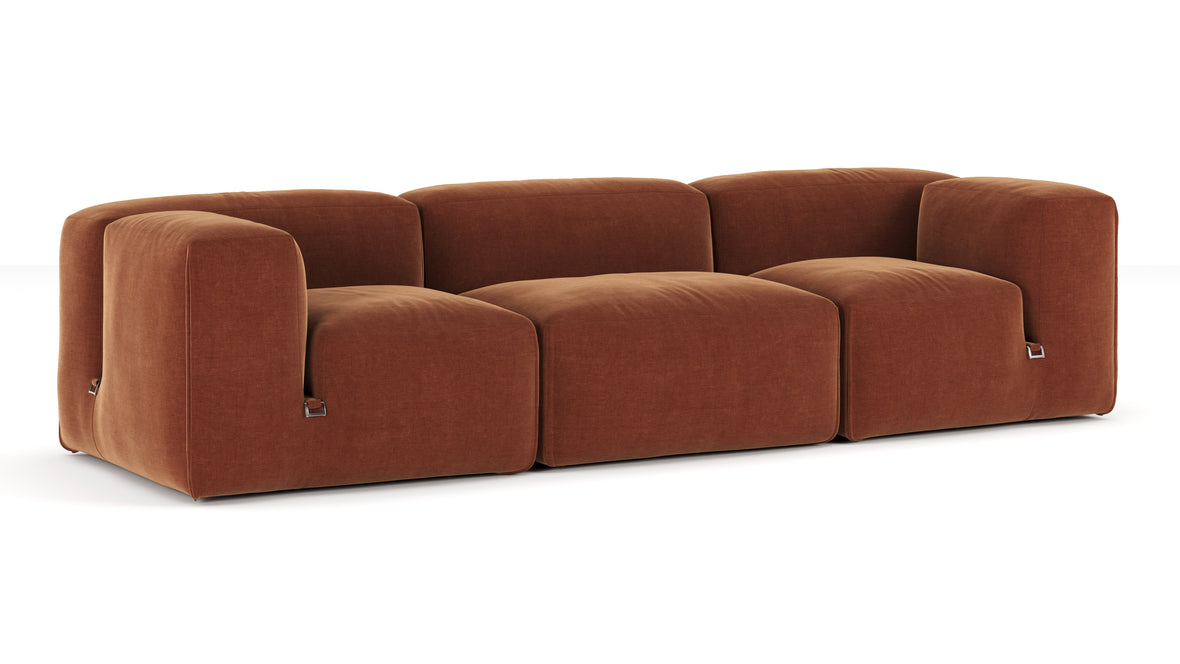 Le Mura - Le Mura Three Seater Sofa, Rust Chenille