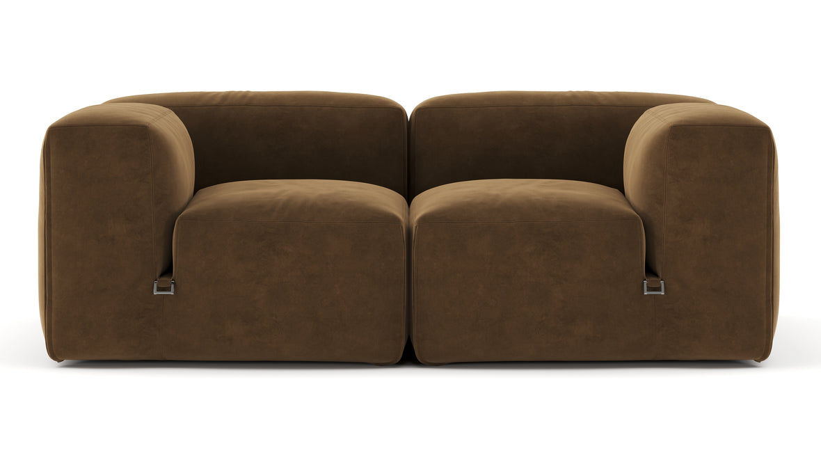 Le Mura - Le Mura Two Seater Sofa, Brown Vegan Suede