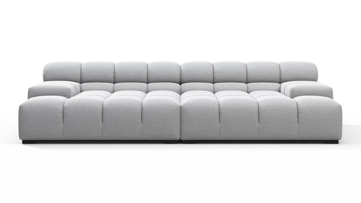 Tufted - Tufted Sectional, Extra Deep Sofa, Light Gray Wool