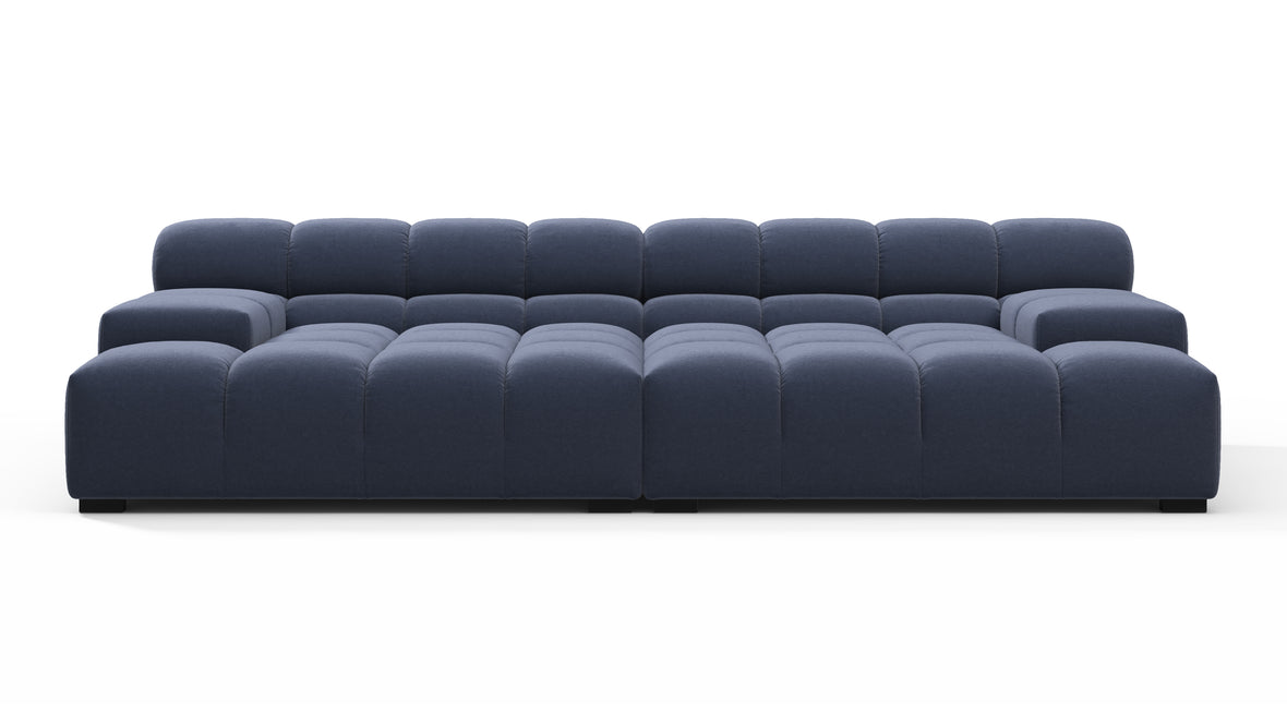 Tufted - Tufted Sectional, Extra Deep Sofa, Royal Blue Wool