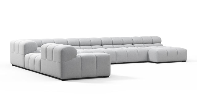 Tufted - Tufted Sectional, Extra Large Left Corner, Light Gray Wool