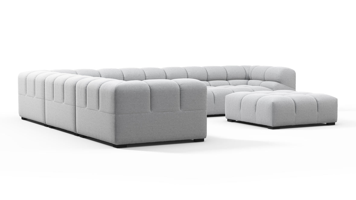 Tufted - Tufted Sectional, Large Left Corner, Light Gray Wool