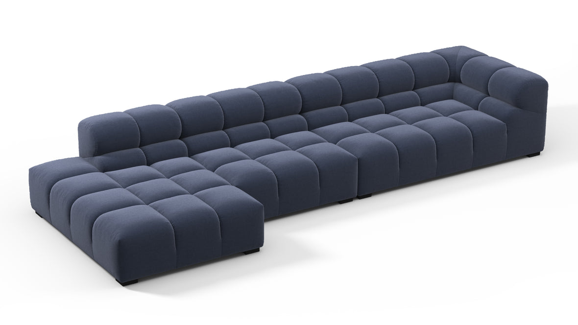 Tufted - Tufted Sectional, Large, Left Chaise, Royal Blue Wool