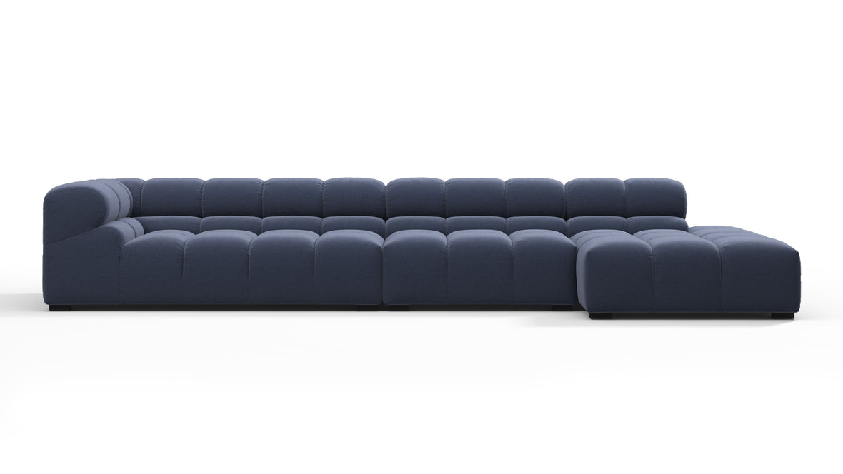 Tufted - Tufted Sectional, Large, Right Chaise, Royal Blue Wool