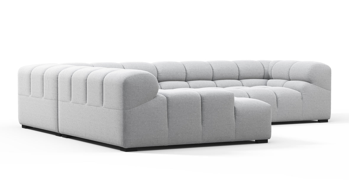 Tufted - Tufted Sectional, Left Corner, Light Gray Wool