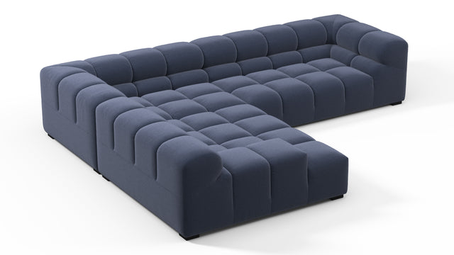 Tufted - Tufted Sectional, Left Corner, Royal Blue Wool