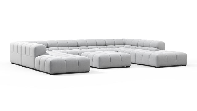 Tufted - Tufted Sectional, U Shape, Light Gray Wool