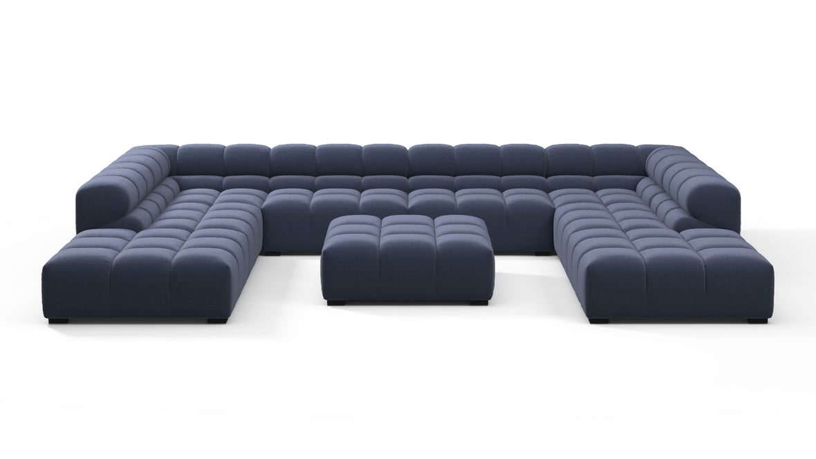 Tufted - Tufted Sectional, U Shape, Royal Blue Wool