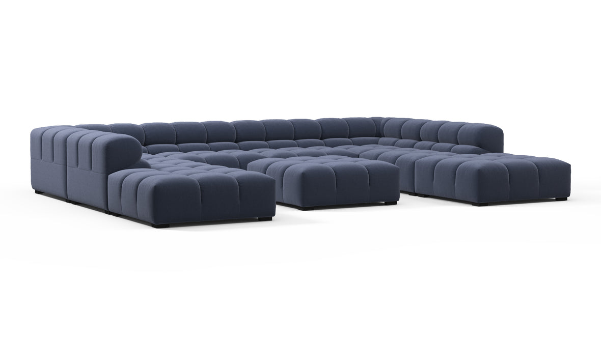 Tufted - Tufted Sectional, U Shape, Royal Blue Wool