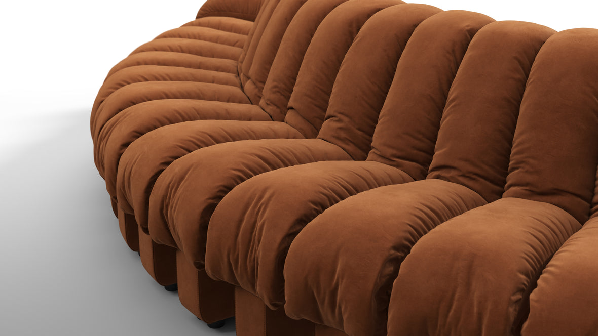 DS 600 - DS 600 Curved Sectional, Burnt Orange Vegan Suede