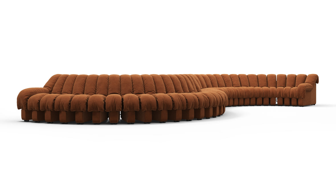 DS 600 - DS 600 Curved Sectional, Burnt Orange Vegan Suede