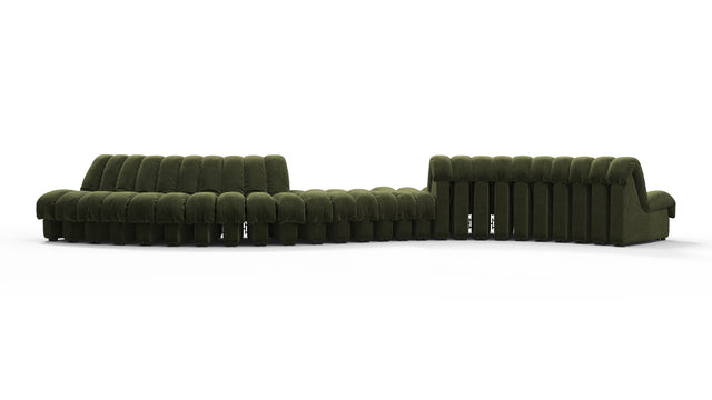 DS 600 - DS 600 Double Sided Curved Sectional, Moss Green Chenille