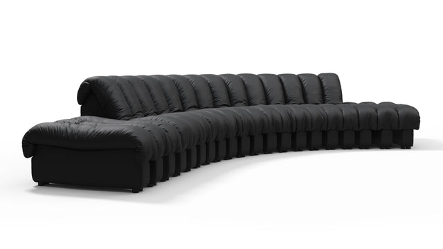 DS 600 - DS 600 Large Open End Sofa, Black Vegan Leather