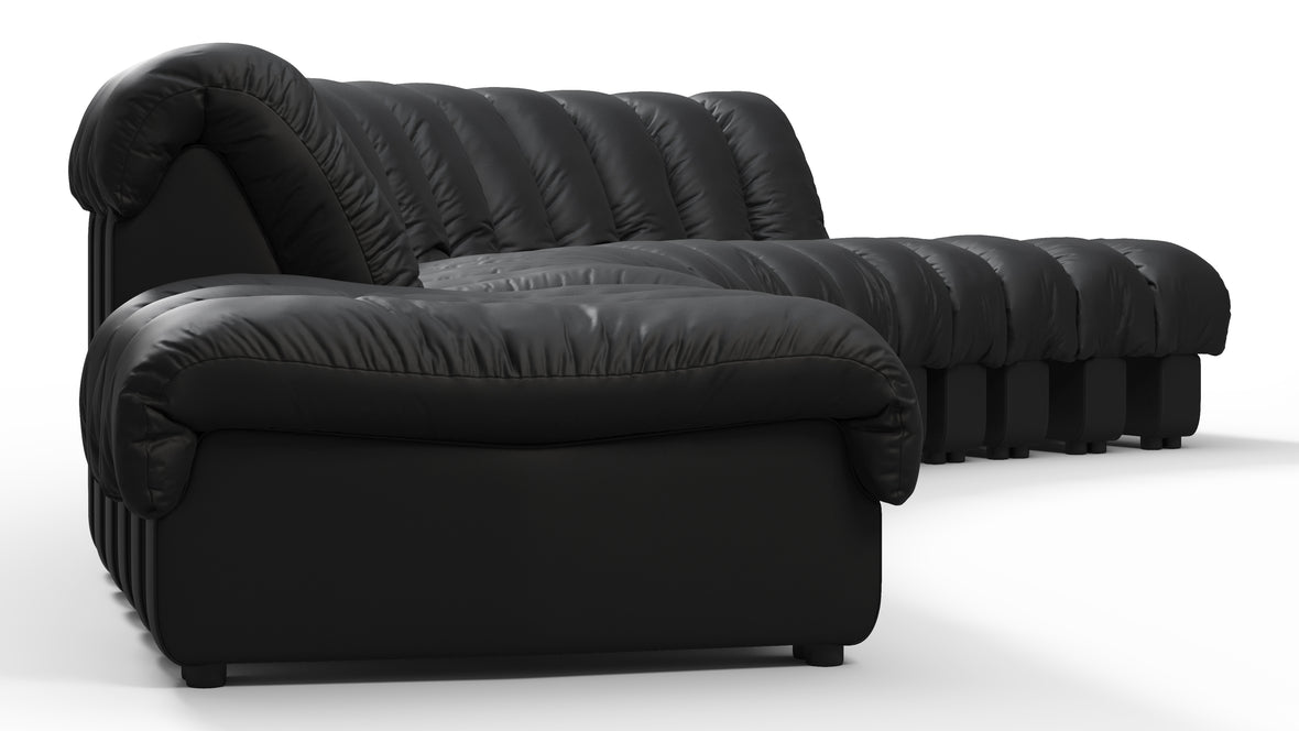 DS 600 - DS 600 Large Open End Sofa, Black Vegan Leather