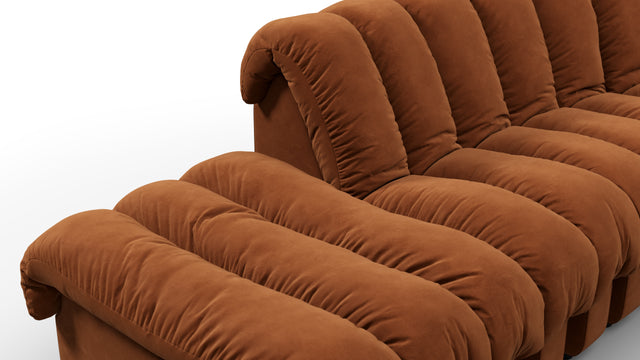 DS 600 - DS 600 Large Open End Sofa, Burnt Orange Vegan Suede