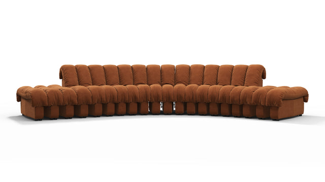 DS 600 - DS 600 Large Open End Sofa, Burnt Orange Vegan Suede