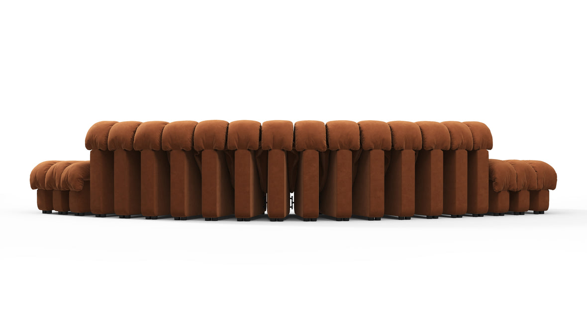 DS 600 - DS 600 Large Open End Sofa, Burnt Orange Vegan Suede