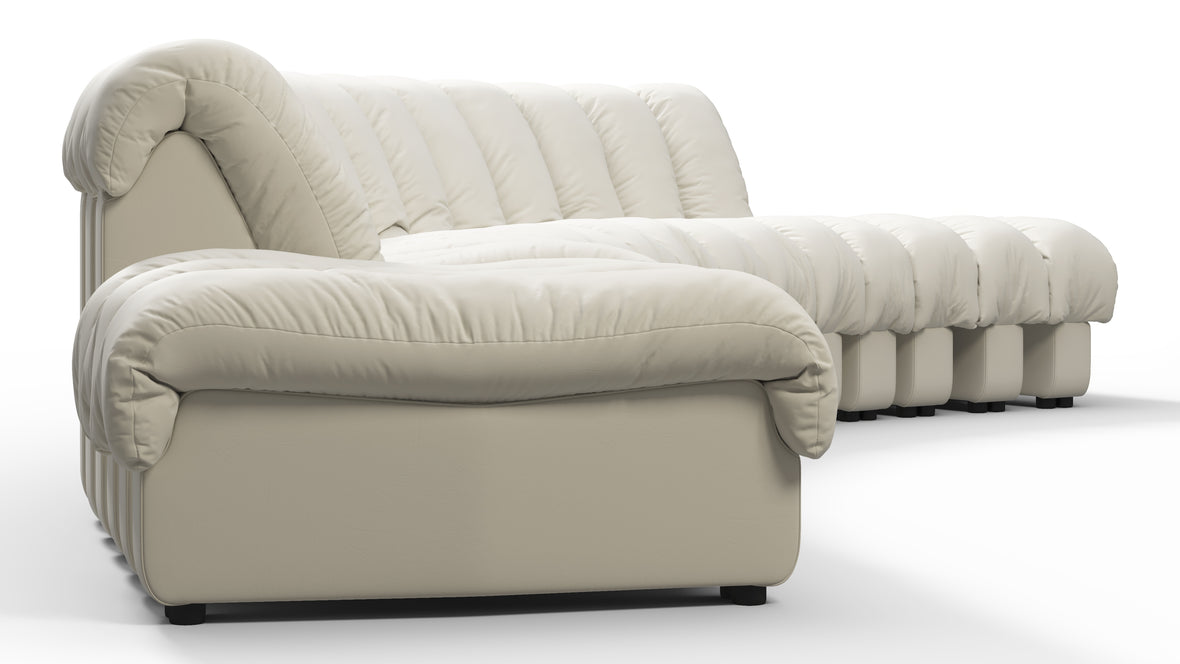 DS 600 - DS 600 Large Open End Sofa, Cream Vegan Leather