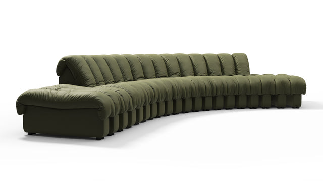 DS 600 - DS 600 Large Open End Sofa, Deep Olive Vegan Leather