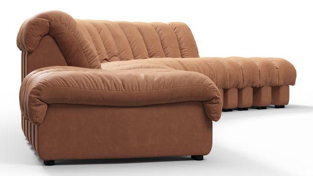 DS 600 - DS 600 Large Open End Sofa, Tan Vegan Leather