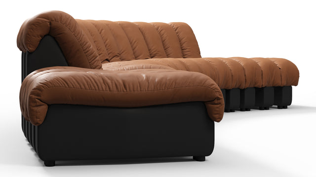 DS 600 - DS 600 Large Open End Sofa, Vintage Tan and Black Vegan Leather