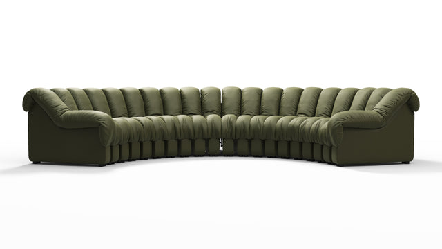 DS 600 - DS 600 Large Sectional, U Shape, Deep Olive Vegan Leather