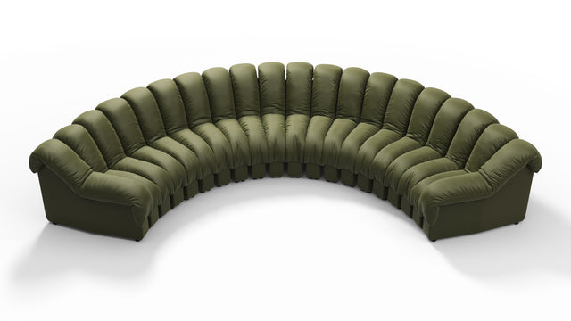 DS 600 - DS 600 Large Sectional, U Shape, Deep Olive Vegan Leather