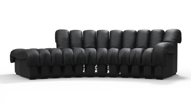 DS 600 - DS 600 Small Open End Sofa, Left, Black Vegan Leather