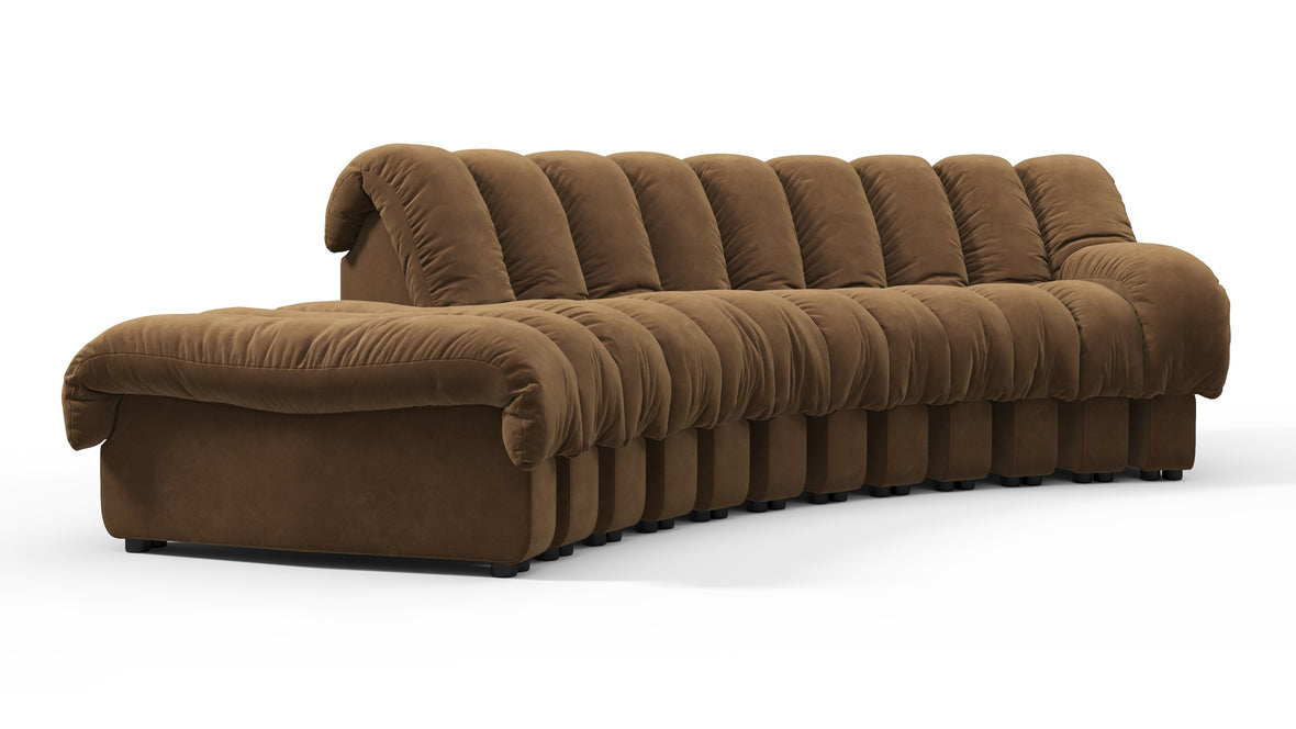 DS 600 - DS 600 Small Open End Sofa, Left, Brown Vegan Suede