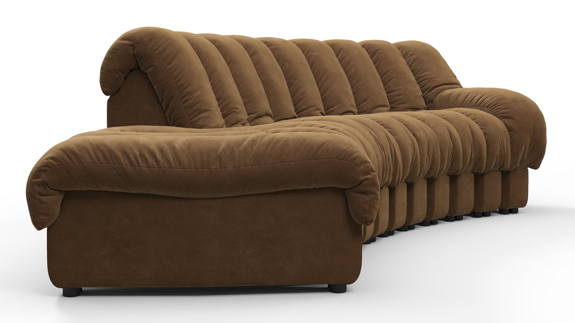 DS 600 - DS 600 Small Open End Sofa, Left, Brown Vegan Suede