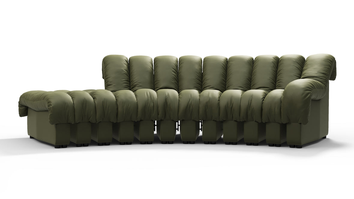 DS 600 - DS 600 Small Open End Sofa, Left, Deep Olive Vegan Leather