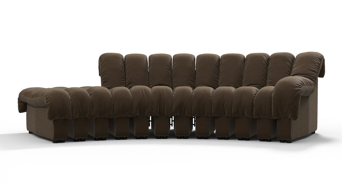 DS 600 - DS 600 Small Open End Sofa, Left, Distressed Brown Vegan Leather