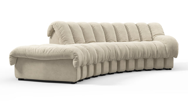 DS 600 - DS 600 Small Open End Sofa, Left, Eggshell Vegan Suede