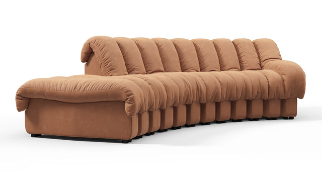 DS 600 - DS 600 Small Open End Sofa, Left, Tan Vegan Leather