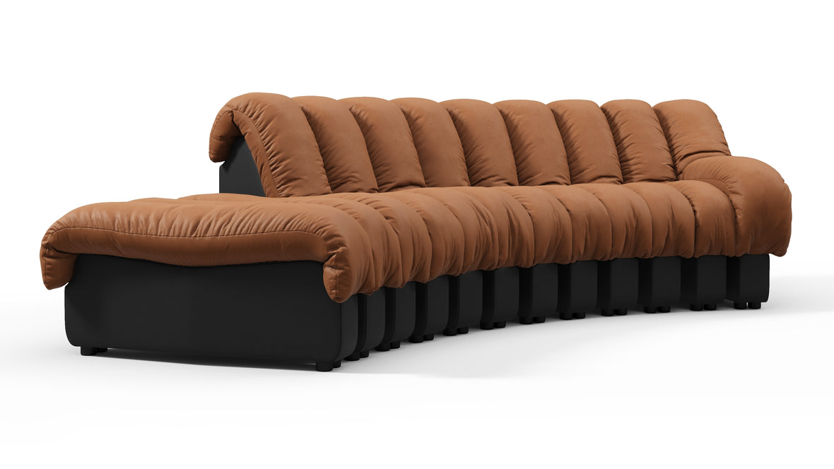 DS 600 - DS 600 Small Open End Sofa, Left, Vintage Tan and Black Vegan Leather